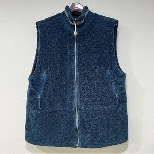 VTG Columbia Vest Jacket Womens LARGE Blue Fleece Sherpa Zip Up Outdoors USA 90s